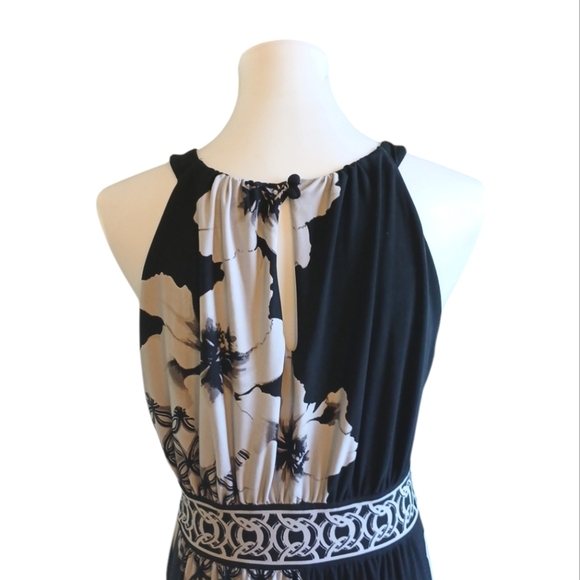 White House Black Market Women's Black and White Floral Maxi Halter Dress S/M - Picture 5 of 7